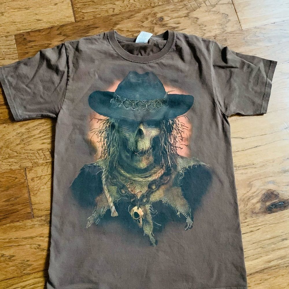 Happy Halloween T‎ Shirt Scary Scarecrow Print